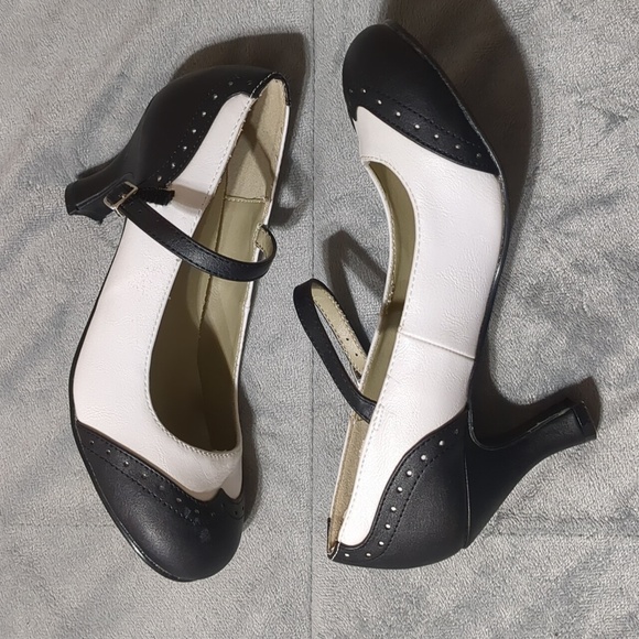 Fantasma black white flapper 25 Mary Jane cosplay shoes heels women size 5.5 - Picture 5 of 9